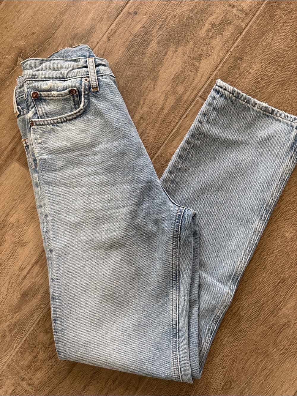 AGOLDE 90's Pinch Waist Jeans Size 24 Light Wash High Rise Straight